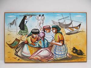 lot 27 image: Mid Century 1950s-60s Portuguese Art Pottery Framed Artwork