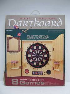 lot 30 image: Brand New Deluxe Electronic Dartboard wCabinet