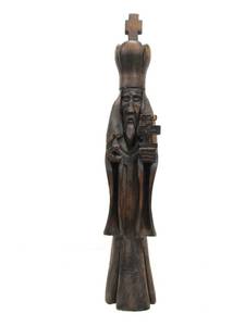 lot 69 image: Excellent LARGE Vintage 1960s era Carved Wood Religious Figure