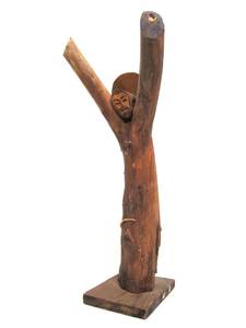 lot 70 image: Signed Vintage 1960s era Folk Art Carved Religious Figure