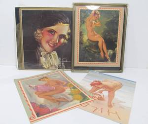 lot 73 image: Nice Group of 4 Vintage 1930s-50s Pinup Prints & Calendar