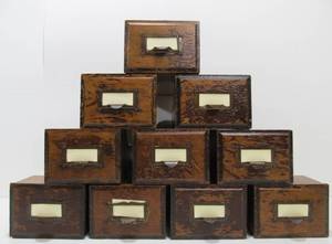 lot 84 image: Lot of 10 Antique Oak File Cabinet Drawers