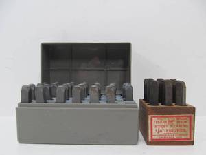 lot 102 image: 2 Complete Sets of Vintage Steel Lettering Stamps