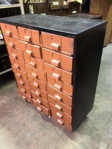 lot 326 image: Old Vintage Industrial 24-Drawer Parts Cabinet