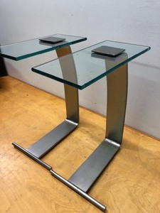 lot 324 image: Matching Pair of Modernist Chrome Design Institute of America DIA Chrome Glass Side Tables