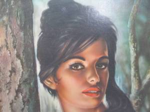 lot 337 image: Large Vintage Pinup Girl Portrait Art Nude Poster Framed 27