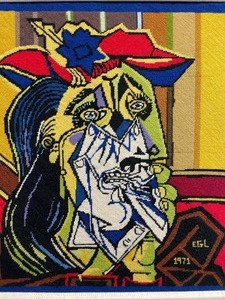 lot 343 image: Very Cool Original 1971 Picasso Needlepoint artwork