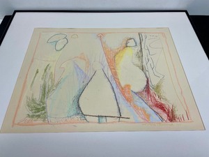 lot 339 image: Vintage 1970s Framed Original Abstract Artwork - Kids Band III