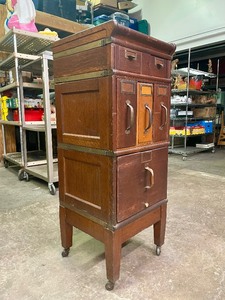 lot 1 image: Antique Globe Wernicke Oak Multi Drawer File Cabinet