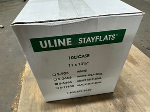 lot 50 image: New Uline Stayflats S-5466 Kraft Self Seal Envelopes 11 x 13 12 - 1 Case  Qty 100