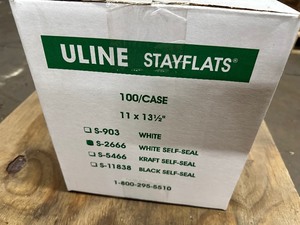 lot 53 image: New Uline Stayflats S-5466 White Self Seal Envelopes 11 x 13 12 - 1 Case  Qty 100 - White