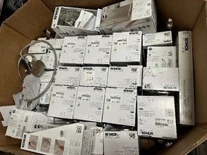 lot 22 image: Wholesale Pallet -Kohler Plumbing - 28  Kohler Shower Heads & 6 Kohler Toilet Seats - Customer Returns - Untested