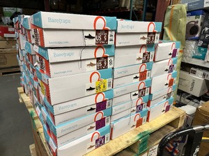 lot 29 image: 83 New Pairs Baretraps Shoes Wholesale Pallet - Quantity 83 Pairs New In Box Baretraps Gemma Black & Taupe - Size 6 - 11 - No Reserve