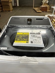 lot 32 image: Samsung - 5.0 Cu. Ft. High-Efficiency Top Load Smart Washing Machine with Super Speed - White - Like New - Dent Low Side - Unused
