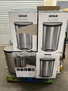 lot 40 image: Wholesale Pallet - 11 Kohler Stainless Steel Step Trash Cans - Customer Returns