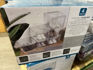 lot 81 image: 4 Pack Stackable Shoebox & Organizer, Open Box Like New