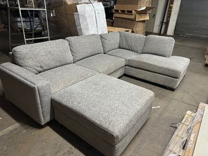 lot 92 image: Maycen 3 Piece Fabric Sectional - Customer Return - Used Good Condition - Some Damage at back  back corner see pictures