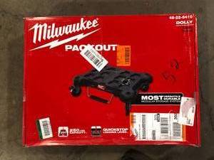 lot 13 image: Milwaukee PACKOUT Dolly 24 in. x 18 in. Black Multi-Purpose Utility Cart Customer Returns See Pictures