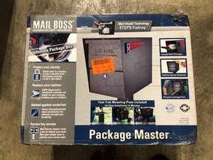 lot 16 image: Mail Boss Package Master Locking Post-Mount Mailbox with High Security Reinforced Patented Locking System, Bronze   Customer Returns See Pictures