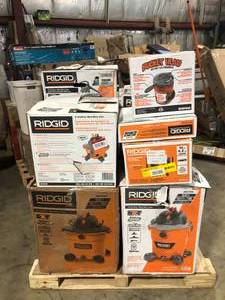lot 17 image: Pallet of Assorted Ridgid WetDry Shop Vacs Various Models and Conditions   Customer Returns See Pictures