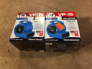 lot 19 image: Lot of 2 B-Air 18 HP Air Mover Carpet Dryer Floor Blower Fan for Home Use in Blue    Customer Returns See Pictures