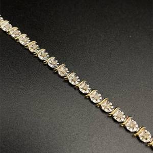 1 Carat Diamond Illusion Miracle S-Bar Link Tennis Bracelet in 14k Yellow Gold $3,600 Retail