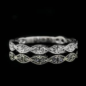 Diamond Raindrop Pattern Stacking Ring in 14k White Gold $1,599 Retail