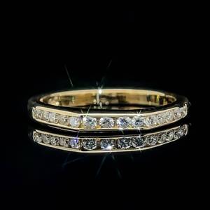 Diamond Three-Sided Geometric Top Modern Channel Ring in 14k Yellow Gold - Slim, Versatile Style $1,500 Retail