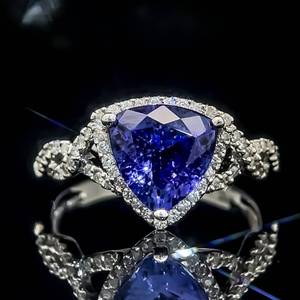 2.50 Carat Tanzanite Trillion Solitaire & Diamond Halo Infinity Symbol Ring in 14k White Gold $3,560 Retail VIDEO