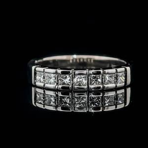 Upscale 1 Carat Princess Cut Diamond Channel Bar 14 Eternity Ring in 14k White Gold $2,500 Retail VIDEO