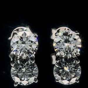 1 Carat Moissanite Round Brilliant Cut Solitaire 5mm Stud Earrings in 14k White Gold