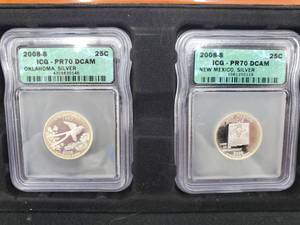 5 State Quarters in Case - 2008-S PR70 DCAM 90% Silver