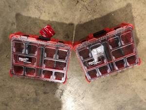 Lot of 2 Milwaukee PACKOUT 20 in. Deep Organizer with 6 Compartments and Quick Adjust Dividers Costumer Returns See Pictures