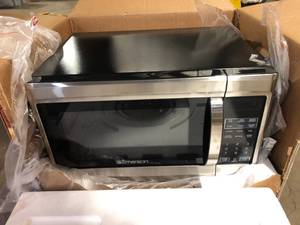 Emerson 1.3 cu. ft. 1000-Watt Countertop, Stainless Steel, Microwave Oven Costumer Returns See Pictures