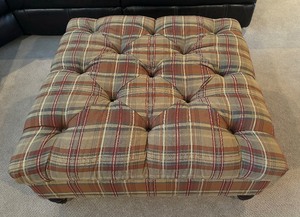 lot 31 image: Upholstered Plaid Ottoman by Bassett