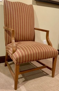 lot 15 image: Upholstered Striped Accent Armchair