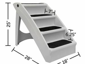 lot 39 image: Foldable Plastic Pet Ramp Freestanding Cat Dog 4 Steps Ladder Stairs PetSafe