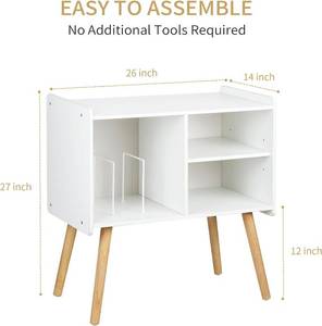 lot 41 image: Possile Mid-Century Record Player Stand, Vinyl Record Cabinet Holder with Storage Up to 100 Albums, Record Player Table