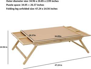 lot 95 image: Wooden Folding Puzzle Table with 6 Sliding Drawers and Puzzle Cover, 26x 34, Puzzle Table with Legs, Suitable for Adults and Children, can Hold 1500 Pieces