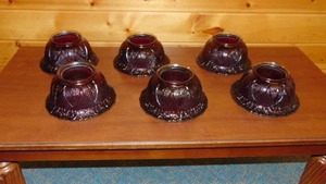 lot 12 image: Set of 6 Ruby Red Chandelier Globes