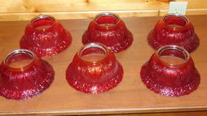 lot 14 image: Set of 6 Ruby Red Chandelier Globes