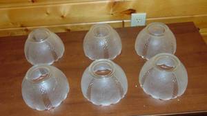 lot 19 image: Set of 6 Frosted Scalloped Raised Etching Glass Light Lamp Shade