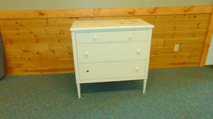 lot 47 image: 1930s Steel 3 Drawer Dresser  34 12W x 19 12D x 36H