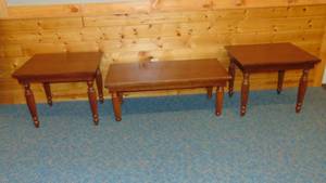 lot 68 image: Kimball Lodging Group Cocktail Table and Two Lamp Tables
