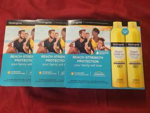 LL 3 Boxes of Neutrogena Beach Defense WaterSun Protection 60 SPF Spray Sunscreen