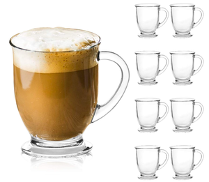 lot 116 image: 8 QAPPDA Glass Mugs, Clear Coffee Mugs With Handle