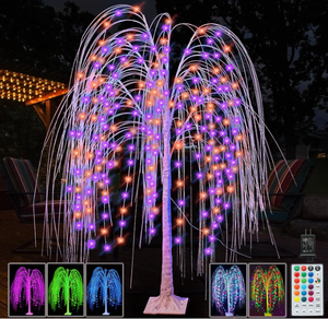 lot 141 image: Pooqla 240 LED Colorful Lighted Willow Tree