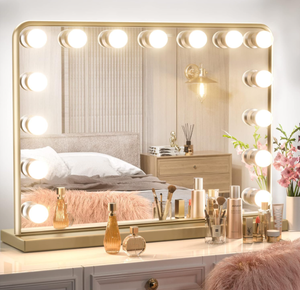 lot 315 image: Keonjinn Gold Vanity Mirror with Lights