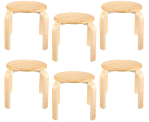 lot 327 image: Leinuosen 6 Pcs Solid Wood Stools for Kids
