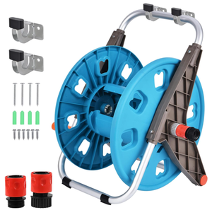 lot 328 image: KAMMQI Garden Hose Reel - WallFloor Mounted Hose Reel